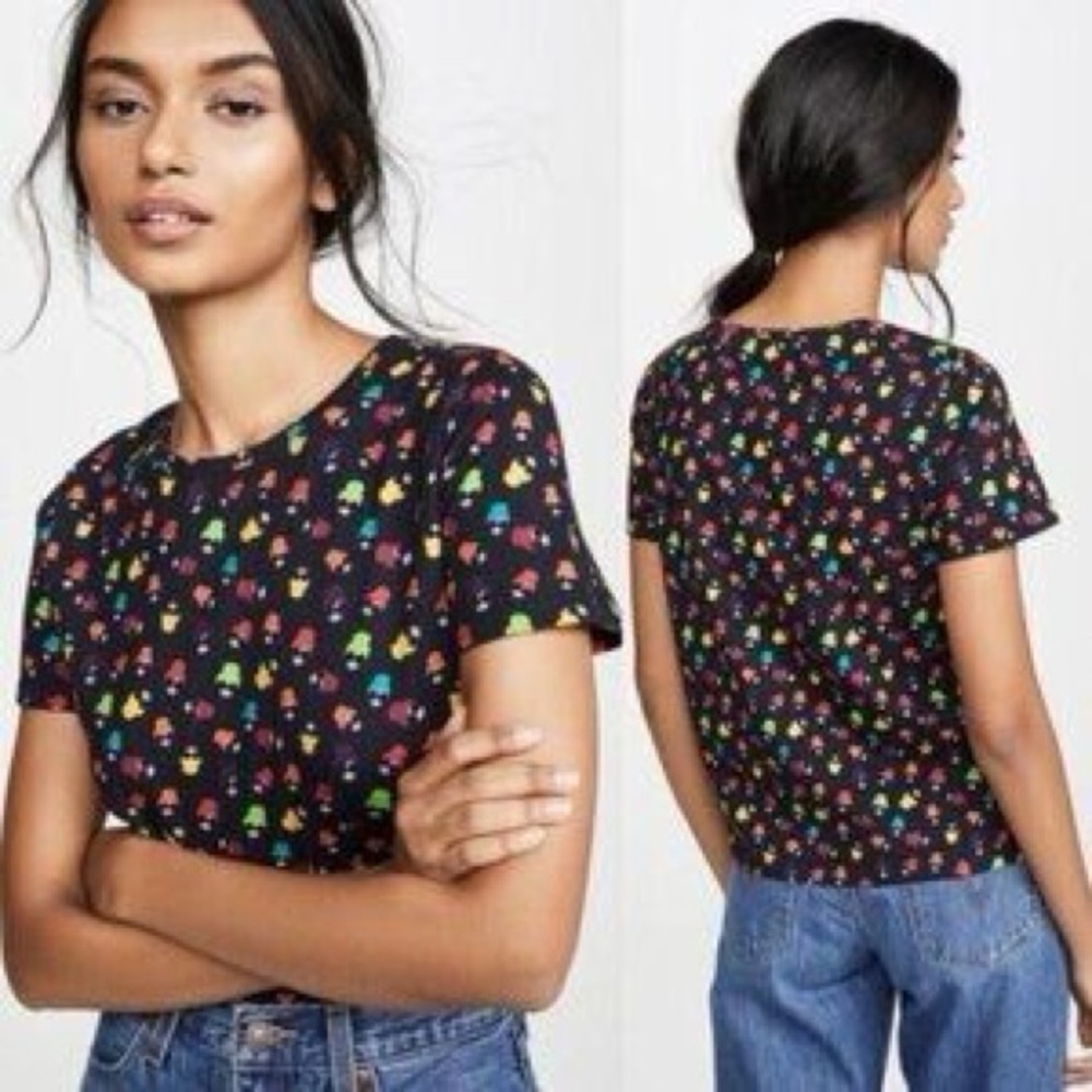 Alice + Olivia Rylyn Printed Jersey Cotton Tee Shirt